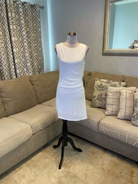 New Lulus White sleeveless ruched mini dress